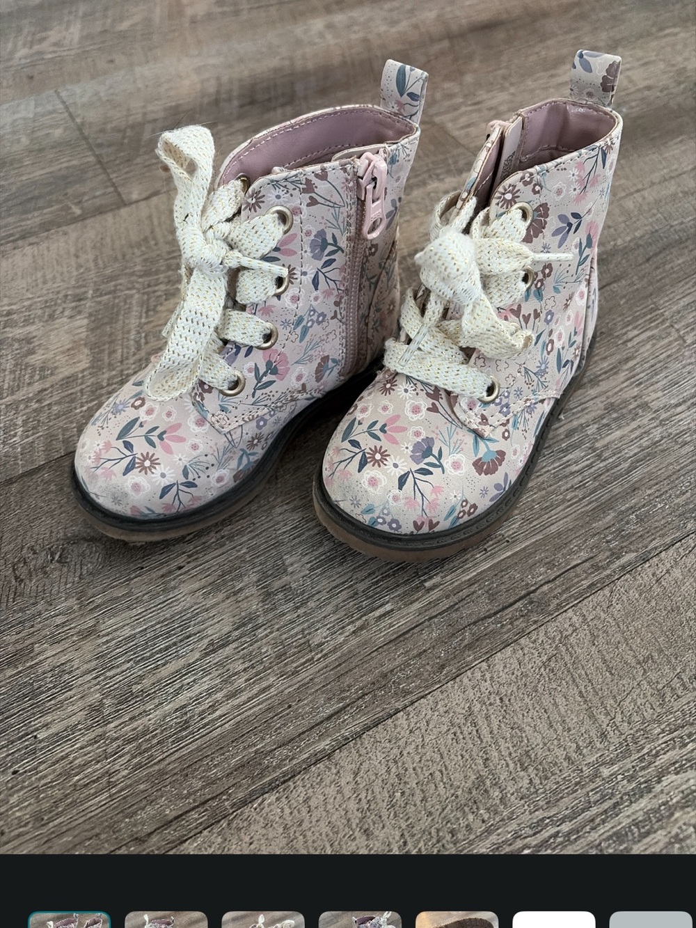 Cat & Jack Pink Floral Lace-Up Ankle Boots